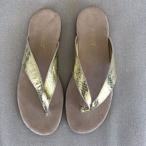 AEROSOLES Gold Snake Print Sandals